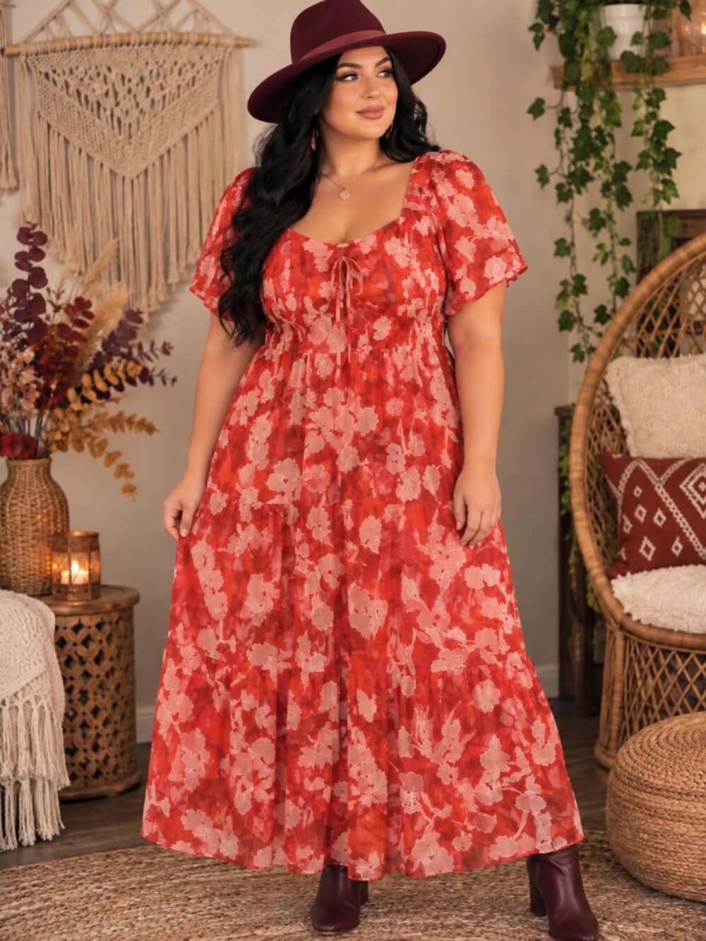 Torrid Burnt Red Tie front maxi dress 2x new with tags
